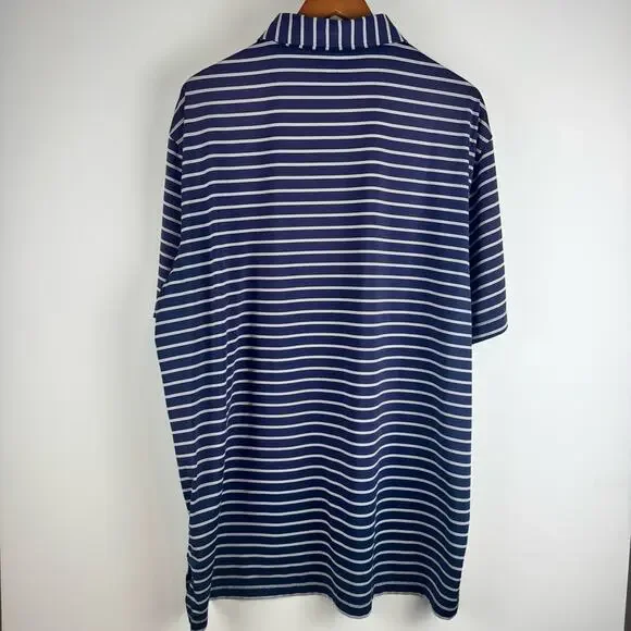 Peter Millar Summer Comfort Navy and White Striped Polo XL - Picture 6 of 11